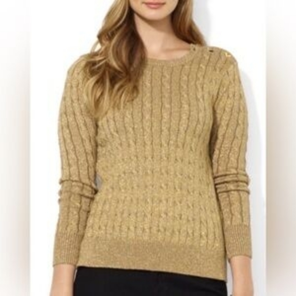 Lauren Ralph Lauren Women's Gold Button-Accent Sweater...SIZE:2X